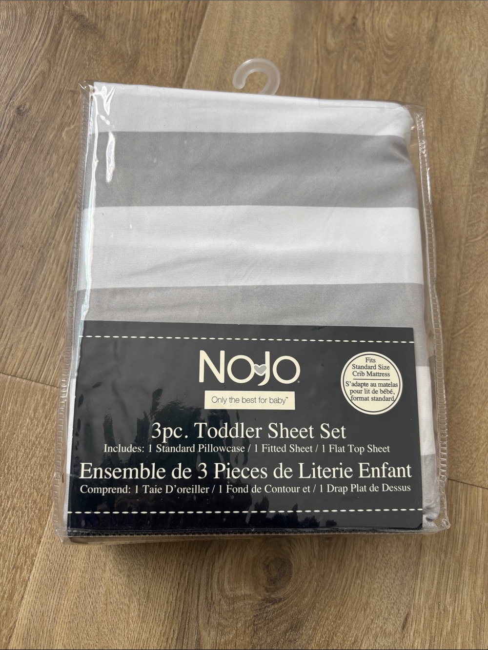NoJo 3pc Toddler Sheet Set - Gray & White Stripes